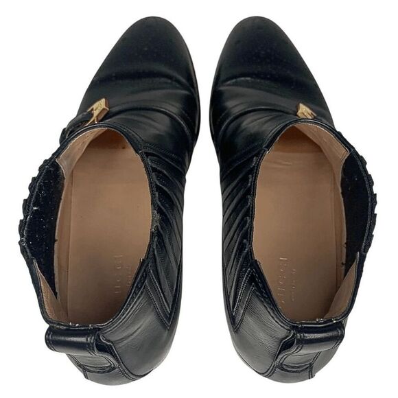 Gucci Interlocking G Logo Perforated Brogue Ankle Boot EU 37 US 7 Leather - Picture 9 of 11